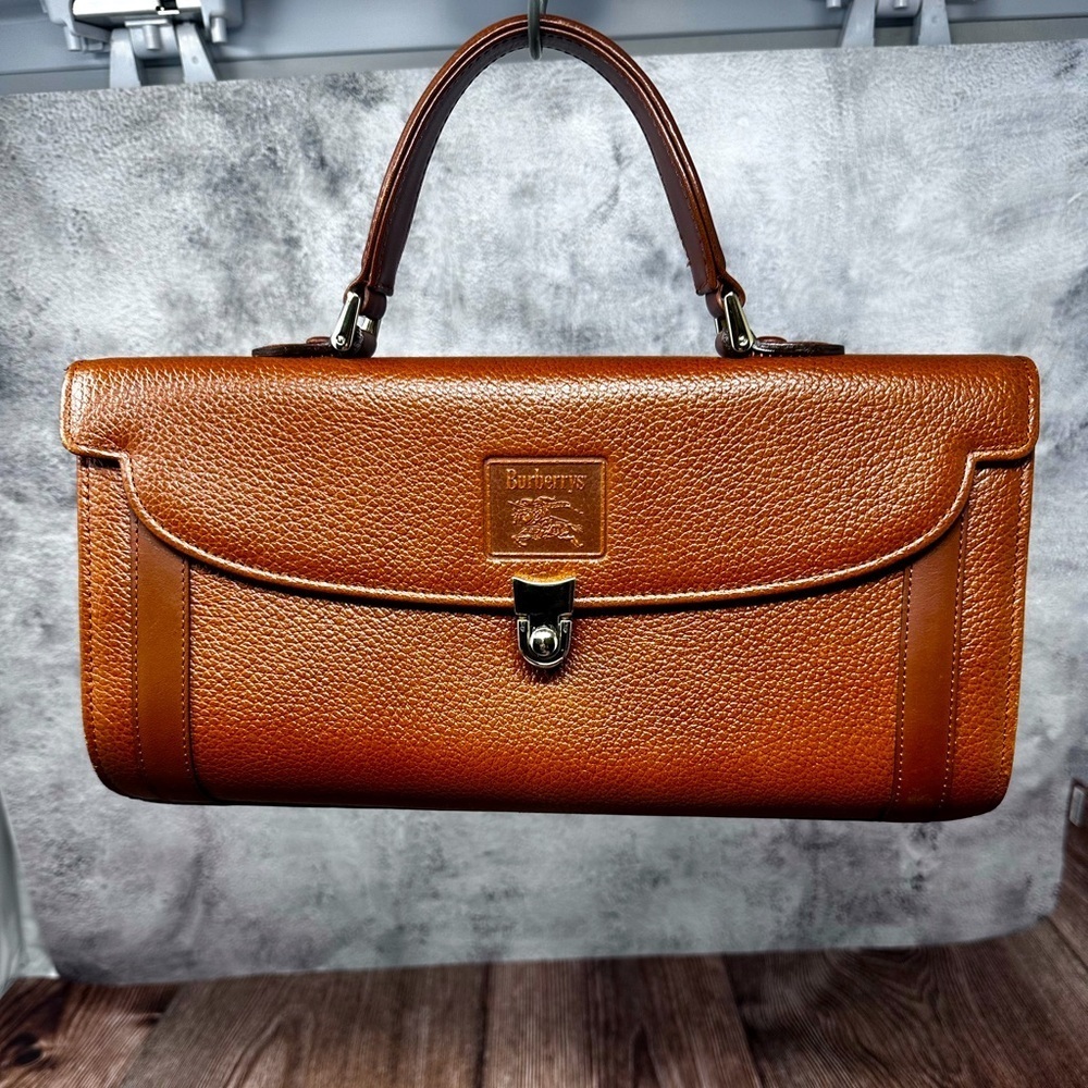 BURBERRYS Vintage Brown Pebbled Leather Top Handle​ EUC​​